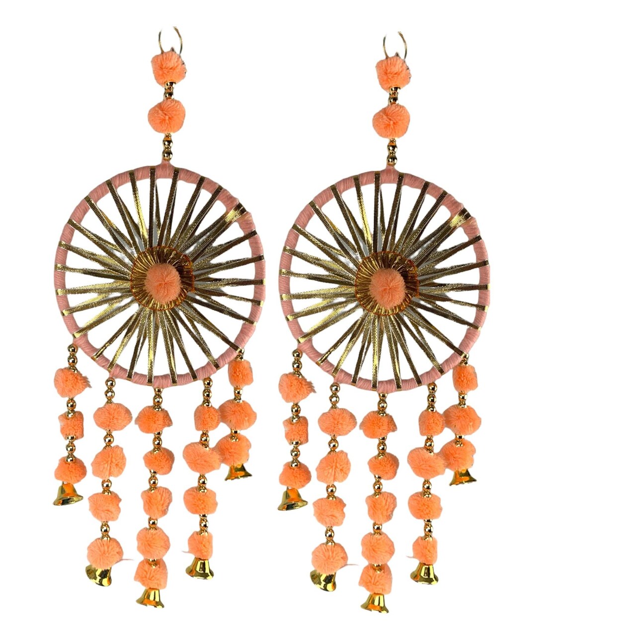 Ring Wall Hanging Woollen Stuffed Rajasthani Traditional Handicraft Set of 2 Wall Art Hanging Wind Chime Decorative Showpiece Diwali Gift Latkan for Home Office Decor